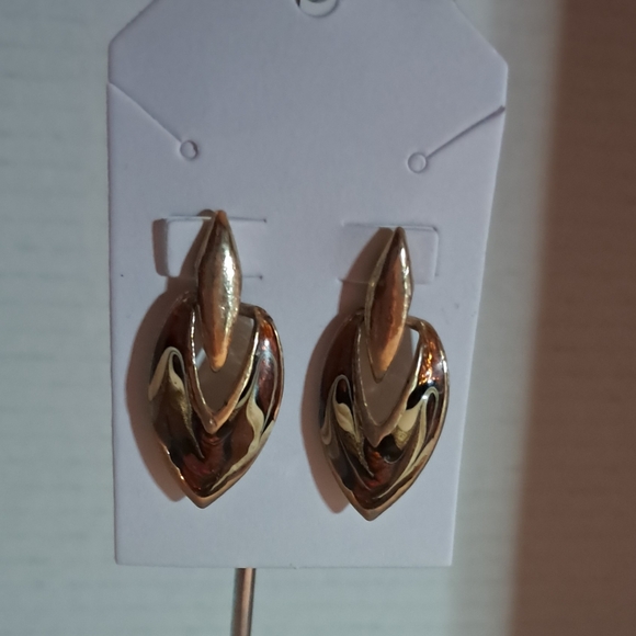 Orange, White, and Black Swirl Enamel Earrings - Picture 3 of 4